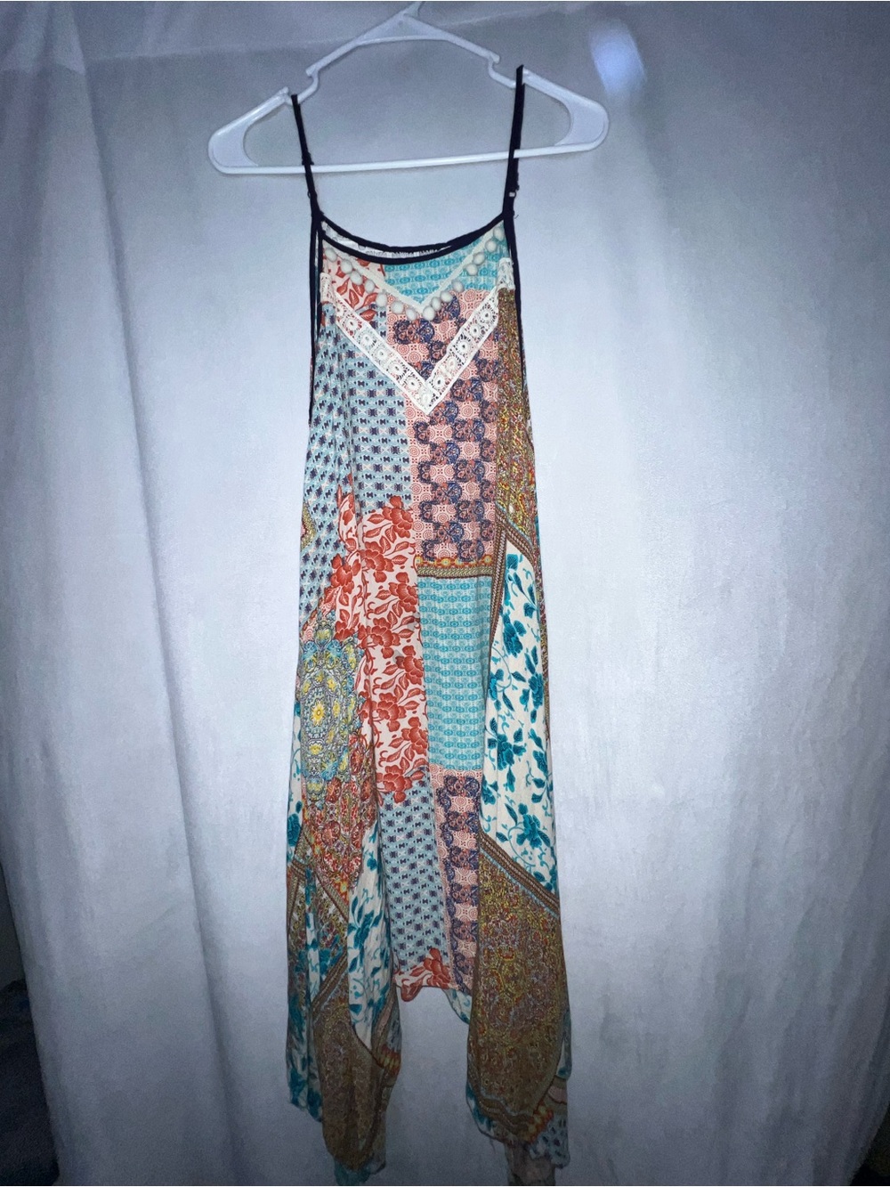 Kori Small Rayon Boho Patchwork Maxi Dress PTP 20” Adjustable straps